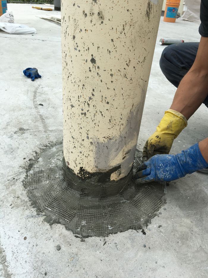 герметизация примыкания металлических колонн к бетону