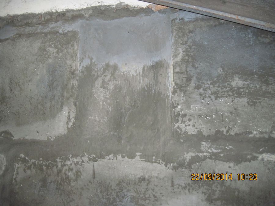 Гідроізоляція цегляної вставки в блочній стіні. Скрепа М500